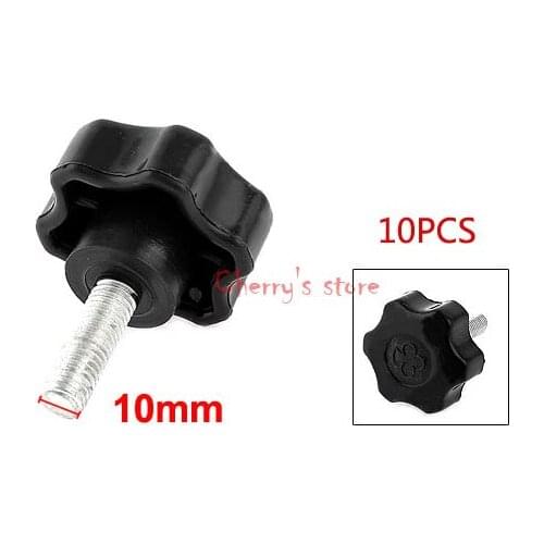 M10x20mm Male Thread Black Plastic Star Head Clamping Knob 10 Pcs