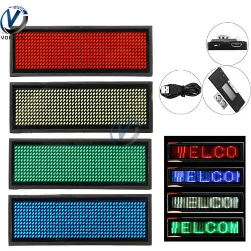 Mini LED Digital Display Rechargeable Programmable Name Badge 15 Display Languages Durable Scrolling Led Tag Sign Badge Module