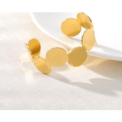 Minimalist Jewelry Gold Stainless Steel Bracelets For Women Girls Round Discs Bangle Boho Jewelry Gifts Accesorios Mujer Pulsera