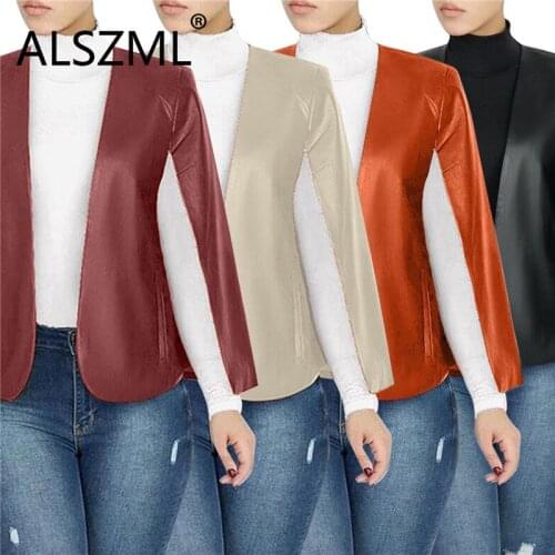 Fashion PU Leather Sexy Slim Coat Jacket Autumn Winter Solid Sexy Women Tops Clothes
