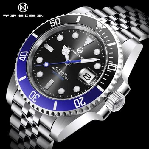 2021 New PAGRNE Design Top Brand Watch Mens NH35 Luxury Watch Sapphire 100m Waterproof Automatic Mechanical Watch Reloj Hombre