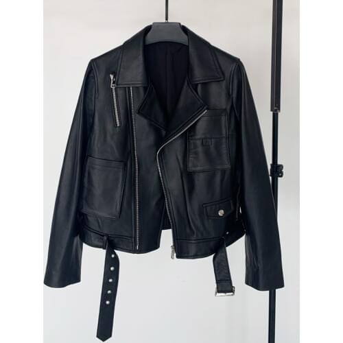 Genuine Leather 2020 spring new leather locomotive short leather jacket womens sheepskin slim fit wild thin leather jacket