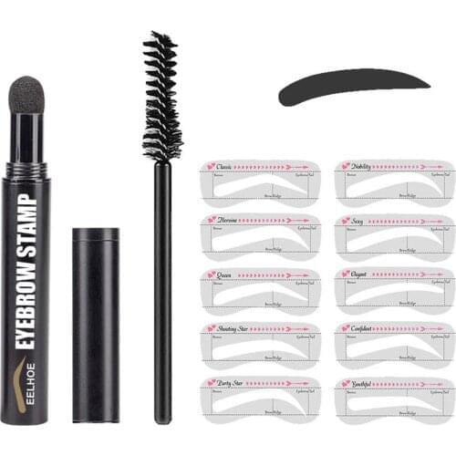 One Step Eyebrow Stamp Shaping Kit 10 Kinds Eyebrow Stencil Shaping Makeup Kit Reusable Eyebrow Stencils Eyebrow Brushes