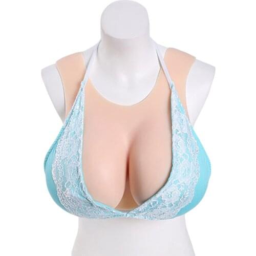 Open back short round neck solid silicone breast CD cosplay half body fake breast cross dress breast pad drag queen