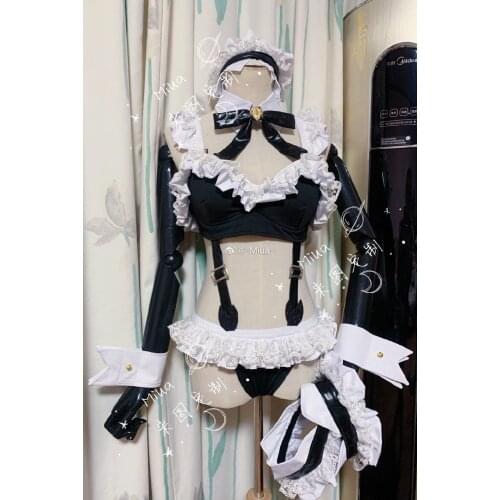 [Customized] Anime Azur Lane Mika Black Cat Maid Uniform Sexy Party Dress Cosplay Costume Women Halloween Free Shipping 2021New
