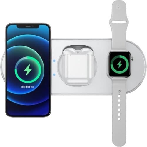 Timess 5in1 Wireless Charger Stand For iPhone 12 Pro Max 15W Wireless Charger For Samsung Watch Holder Earphone Pad