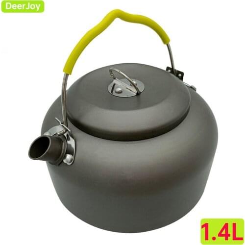Outdoor Camping Kettle Camp Tea Coffee Pot 1.4L Lightweight Aluminum Tea Kettle Portable Teapot with Carrying Bag for Hiking