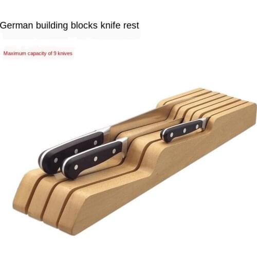 Simple Solid Wood Drawer Knife Holder Kitchen Supplies Horizontal Knife Holder Solid Color Knife Storage Rack Kithchen ToolLD594