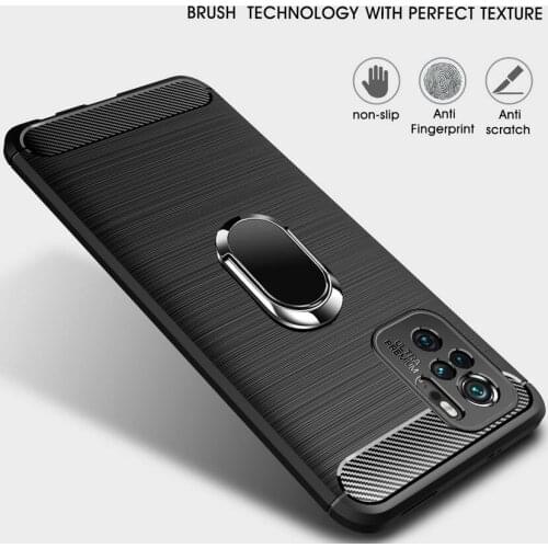 Luxury case For POCO M3 Pro5G case POCO X3 Pro POCO F3 Soft Carbon Ring Holder cover for POCO X3 NFC F2 Pro Fundas