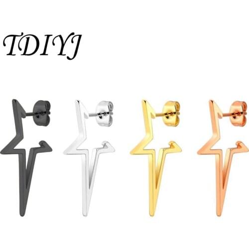 TDIYJ New Fashion Pentagram Earrings Stainless Steel Star Ear Studs Minimalist Jewelry for Women Girls 3 Pairs