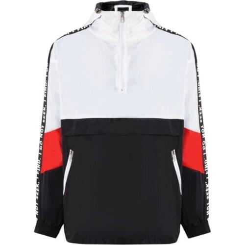 Hooded Windbreaker Jackets Men Patchwork Pullover Jacket Coat Fashion Tracksuit Casual Boy Teenager school Hip Hop Streetwear