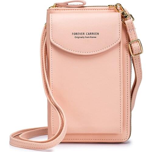Women Shoulder Bag Mini Mobile Phone Bag PU Luxury Messenger Bag Handbag Pure Color Wallet