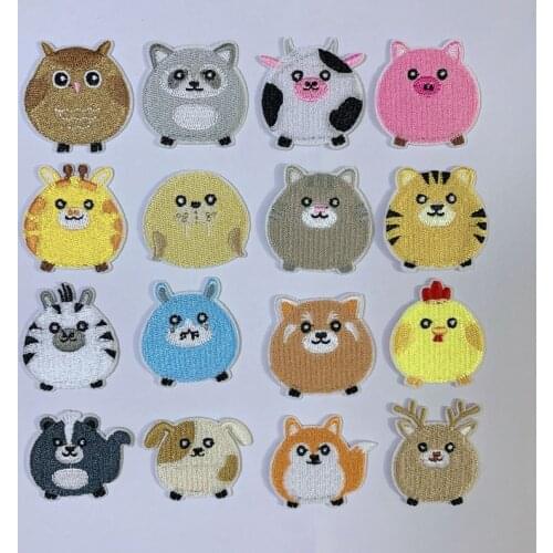 100pcs/lot Round Embroidery Patch Cute Animal Clothing Decoration Sewing Accessories Diy Iron Heat Transfer Applique