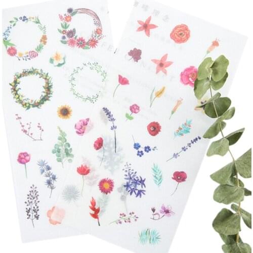 15packs/lot Nutural Green Plant Paper sticker/Leaves Flower Bird Scrapbooking Decoration label/Diary Album Notes School office