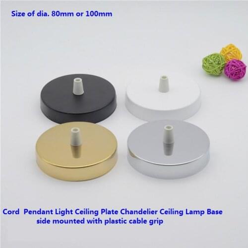 2pieces/lot 80mm or 100mm White/Black/Silver/Gold cord pendant light canopy vintage ceiling plate with side mounted base lamp