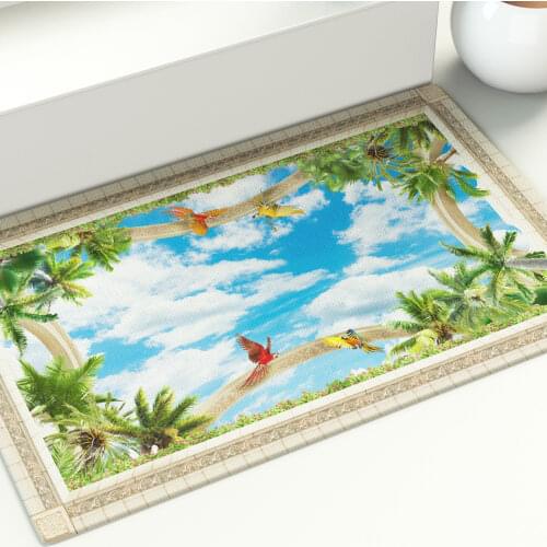 3d Floor Mat Forest Park Sea Beach Area Rugs Kitchen Living Room Bedroom Bathroom Decoration Beach Printed Large Carpet
