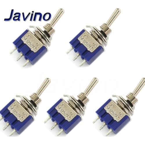 5Pcs AC ON-ON SPDT 2 Position Latching Toggle Switch 6A 125V