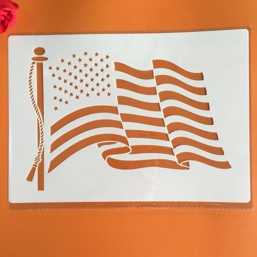A4 29 *21cm Stars and Stripes DIY Stencils Wall Painting Scrapbook Coloring Embossing Album Decorative Paper Card Template,wall
