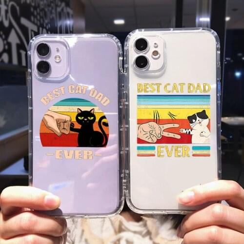 Funny Best Cat Dad Ever Cat DaddyPhone Case For iPhone 12 11 Pro MAX XR 7 X XS SE20 8 6Plus Cute Dog Soft Silicone Cover Fundas