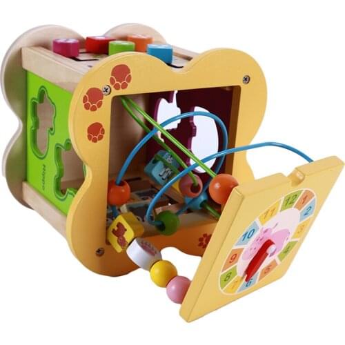 Wooden Assembled Building Blocks Puzzle Montessori childrens Classic Multi Shape Practical childrens Toy Box