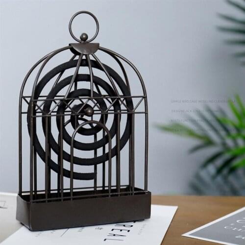 Retro Mosquito Coil Holder Nordic Style Birdcage Shape Summer Day Iron Mosquito Repellent Incenses Rack Plate Home Decoration