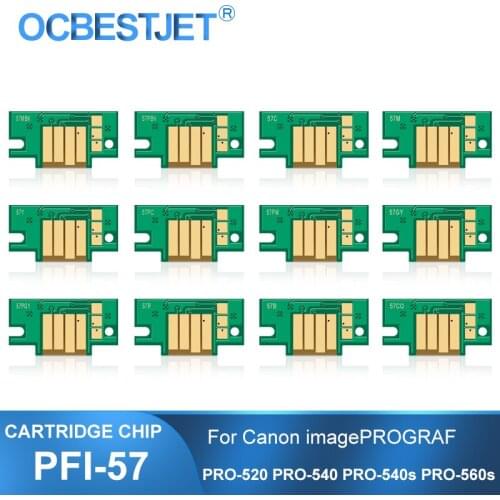 PFI-57 PFI 57 Ink Cartridge Chip For Canon PRO-520 PRO-540 PRO-540s PRO-560s Pro 520 540 540s 560s Printer (12 Colors Available)