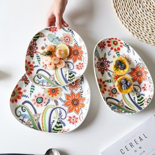 Nordic butterfly love flower color glaze ceramic western food plate pasta plate steak dessert plate home creative fruit dish