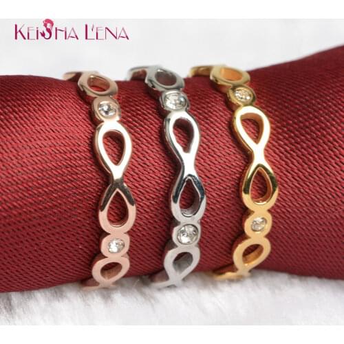 Keisha Lena Not Fade Gold Ip Plating 316L Titanium Steel Hollow Fine Korean Rings Friend Birthday Gift
