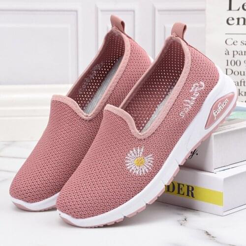 Summer Women Shoes 2021 Non Slip Flat Shoes Fashion Flowers Sneakers Lazy Shoes Women Mesh Casual Sports Ladies Running Shoes