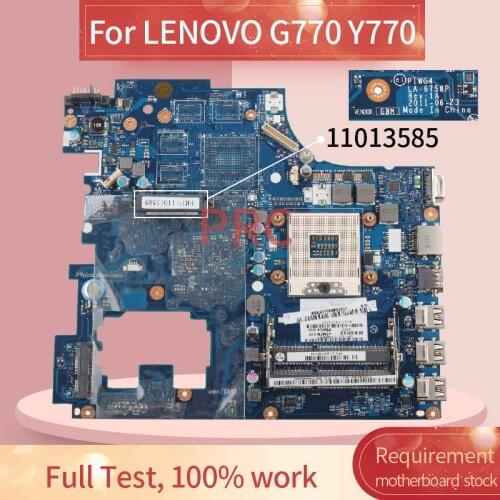 11013585 For LENOVO G770 Y770 Notebook Mainboard LA-6758P HM65 DDR3 Laptop Motherboard