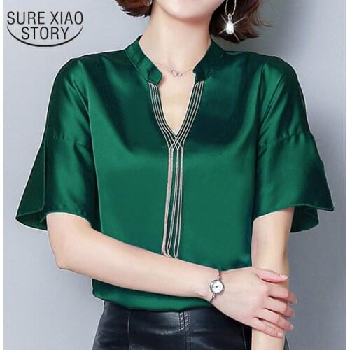 Fashion womens tops blouses 2021 ladies tops harajuku shirt Solid V-Neck Butterfly Sleeve chiffon blouse plus size tops 3637 50