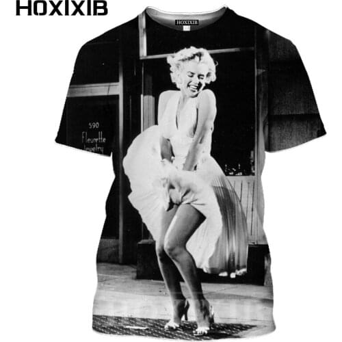 HOXIXIB Men Tshirt Summer Short Sleeve Tops 3D Print Great Actor Marilyn Monroe T Shirt Women Celebrity Tees Hip Hop Sportswear