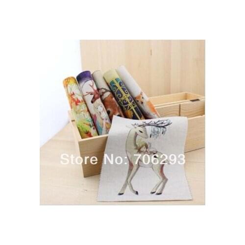 Hand dyed 6 Assorted Cotton Linen Printed Quilt Fabric For DIY Sewing Patchwork Home Textile Decor 19X15cm The girl with deer