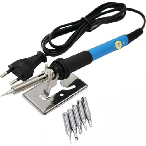 Adjustable 60W Temperature Electric Soldering Iron Handle Heat Pencil Tool With Iron Tips Stand For Welding Solder Rework Repair