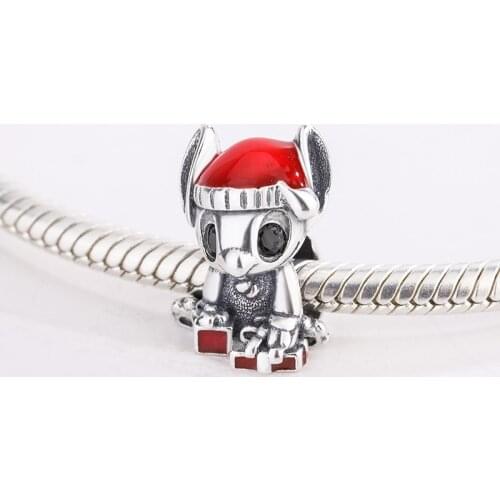 925 Sterling Silver Stitch Christmas Berry Red Enamel Details On Hat Pendant Charm Bracelet DIY Jewelry For Original Pandora