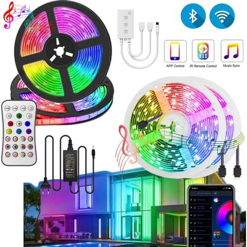 Waterproof LED Strip Lights WiFi Bluetooth APP Remote Controller 220V Flexible Ribbon 2835/5050 RGB Diode Tape for Bedroom Decor