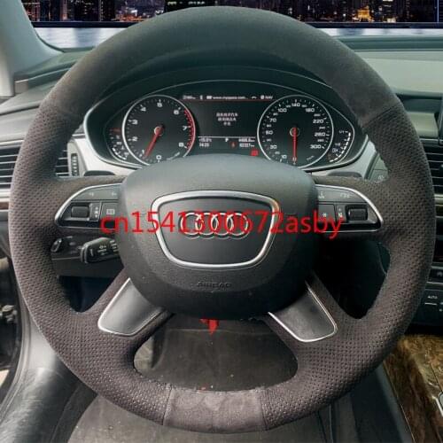 For Audi Q5L A6L Q3 A5 A7 A8 TTS S3 S5 DIY customized special suede steering wheel cover car accessories
