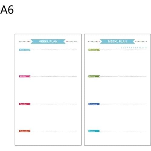 6 Holes Refill Inner Paper Week Month Plan To do List for A6 Loose Leaf Notebook QX2B