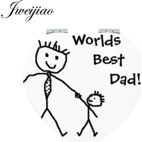 JWEIJIAO worlds best dad Heart Beauty Health Mirrors SUPER PAPA happy fathers day gift Makeup mirrors A911