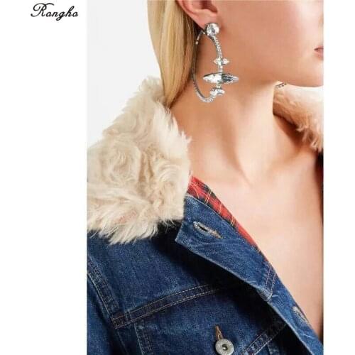 Women Brand Crystal Circle Hoop earrings Fashion Punk jewelry Rhinestone earring pendant club Hiphop Bijoux Earrings 2017