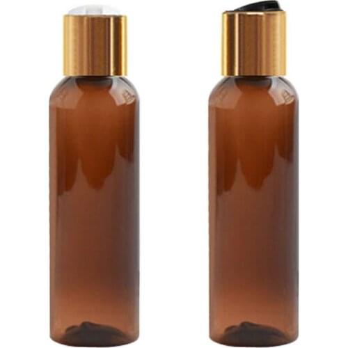 50X120ml brown empty Shampoo plastic bottle gold disc cap container travel refillable body lotion bottles Liquid Soap