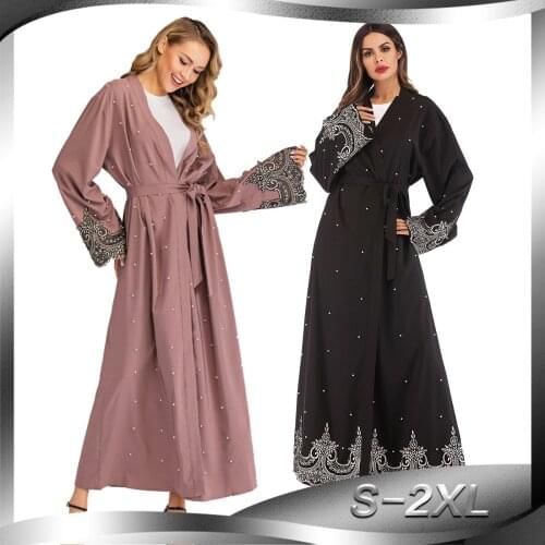 Abaya Dubai Turkey Islam Muslim Hijab Dress Abayas For Women Qatar Oman Black Pearls Kaftan Jilbab Robe Femme Caftan Clothing