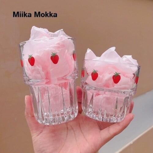 Water Cup Breakfast Milk Cup with Straw Transparent Strawberry Cute Cup Coffee Gift Cup Milk Cute Double Glass Water Cup