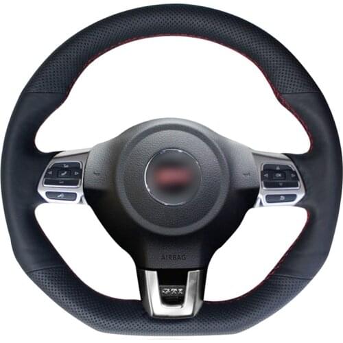 Hand-stitched PU Artificial Leather Steering Wheel Cover for Golf 6 GTI MK6 VW Polo GTI Scirocco R Passat CC R-Line 2010