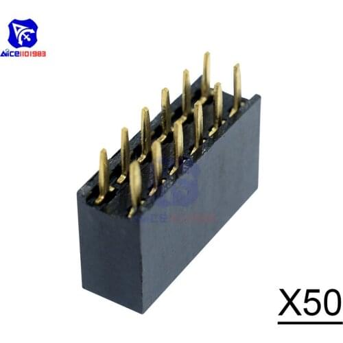 Diymore 50PCS/Lot 2X6 12Pin 2.54mm Double Row Female Straight Header Pitch Socket Pin Strip