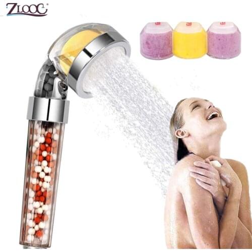 Zloog Bathroom Aroma Filter Shower Head Vitamin/Lemon/Lavender/Rose/Jasmine Fragrance High Pressure Saving Water Bath Shower