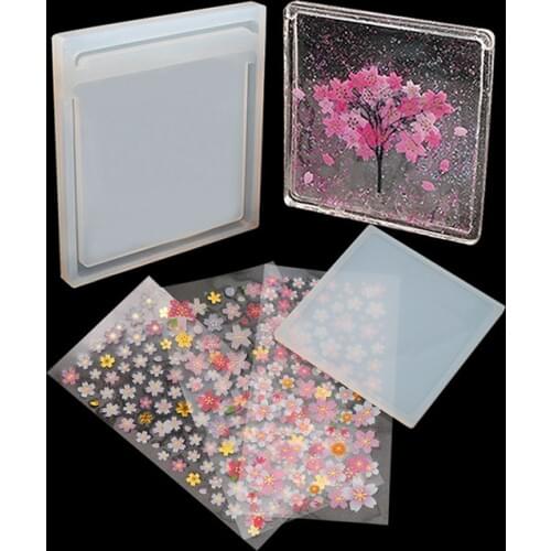 Sakura Handmade Quicksand Epoxy Silicone Mold UV Tree Square Shape Epoxy Resin Molds Making Crafts Quicksand Model Mould Set