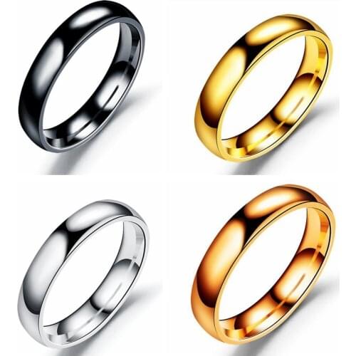 FairLadyHood 4mm Smooth Inside And Outside Simple Stainless Steel Ring Factory Wholesale Ring