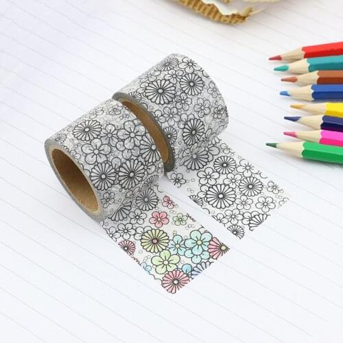 Creative DIY Scrapbooking Washi Tape Flowers Coloring Masking Tape 30MMx5M Diary Journal Decorate Supplies
