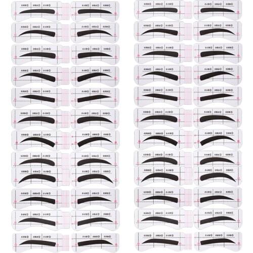 24Pairs/Set Lazy Quick Eyebrow Stickers Card Kit Template Eyebrow Stencil DIY Drawing Guide Tattoos Makeup Tools Adjustable